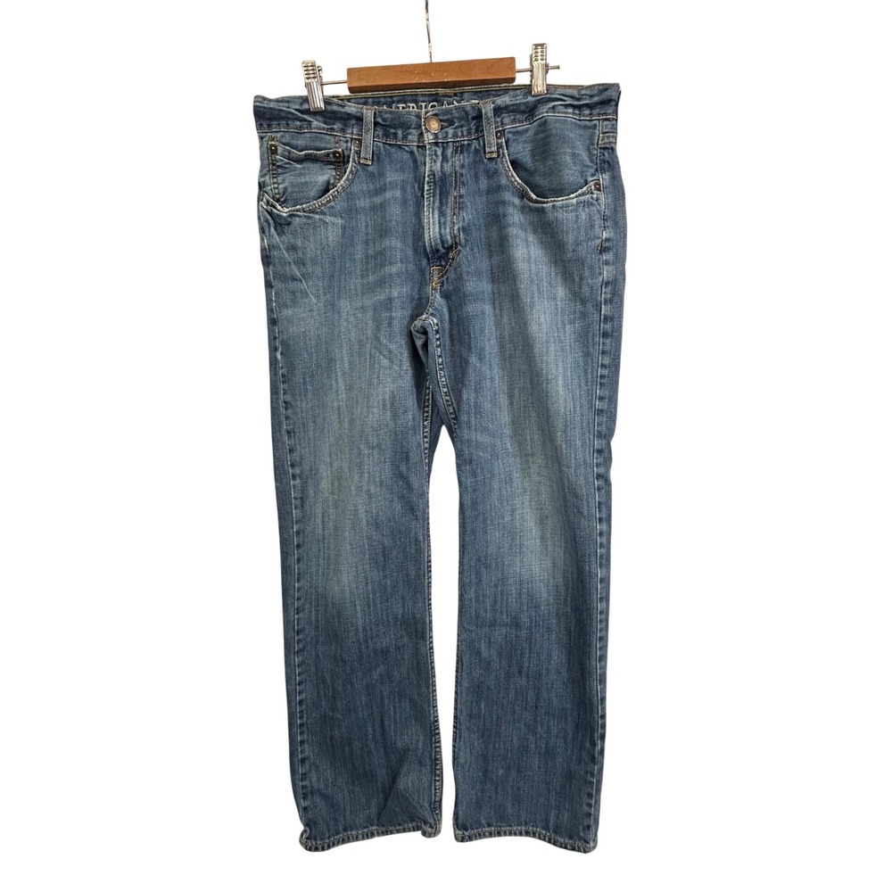 American Eagle Low Rise Boot Cut Jeans Mens 34x32 Blue Denim Y2K Grunge Skater